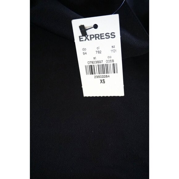 Express V Neck Ruffle Short Sleeve Shift Dress Black Lined - Size XS, NWT - Picture 6 of 10